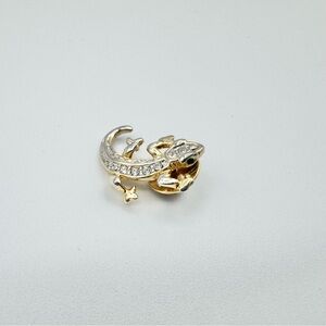 Gold Toned Gecko Lizard With Rhinestones